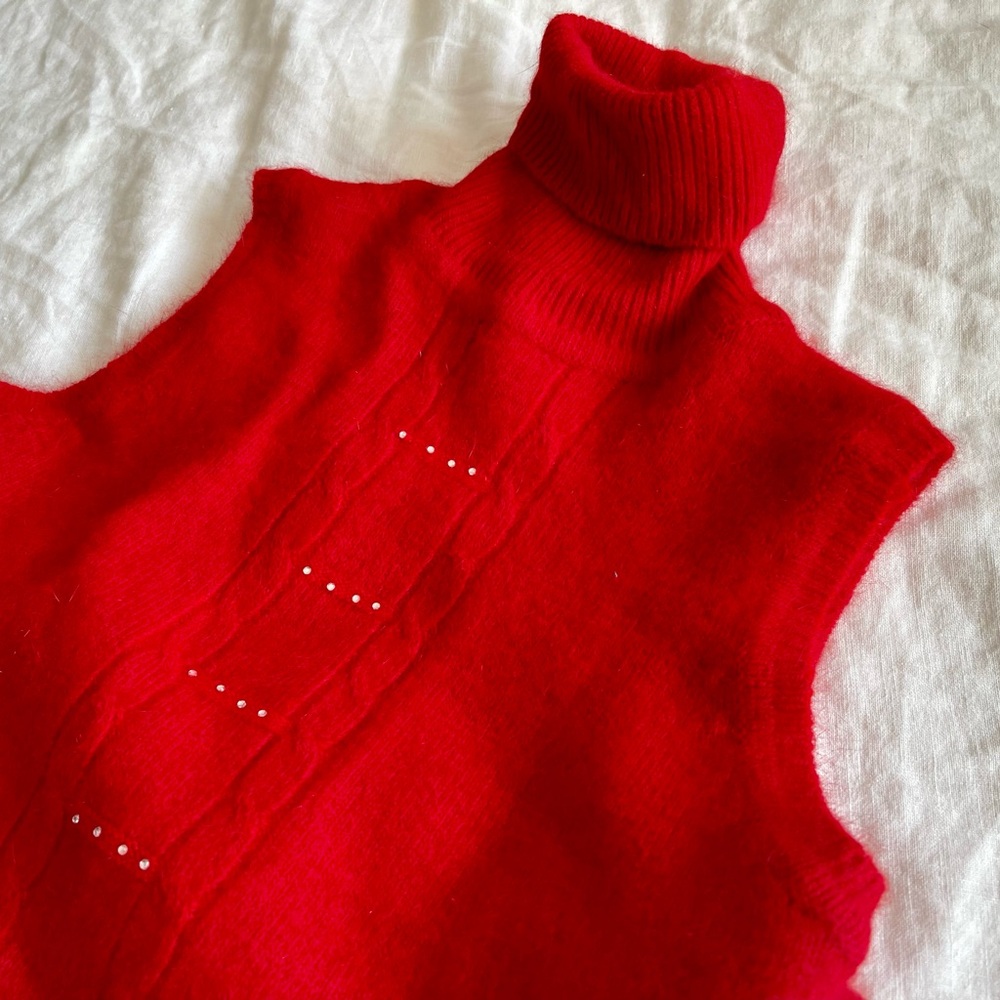 Y2K high neck angora sleeveless jumper
